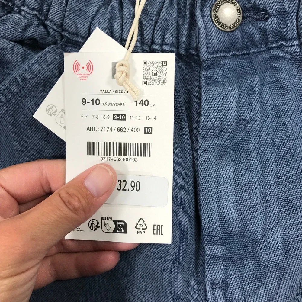Zara Carpenter Shorts Kids Size 9-10 Blue New Garment Dye Utility Pockets Baggy